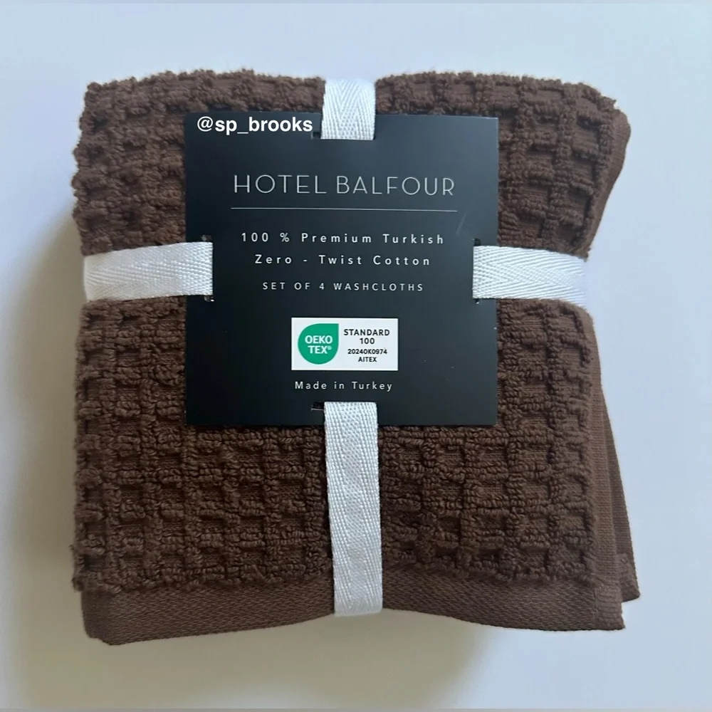 🎁8PC Hotel Balfour Bath Towel Set - Zero Twist Cotton - Chocolate Brown
